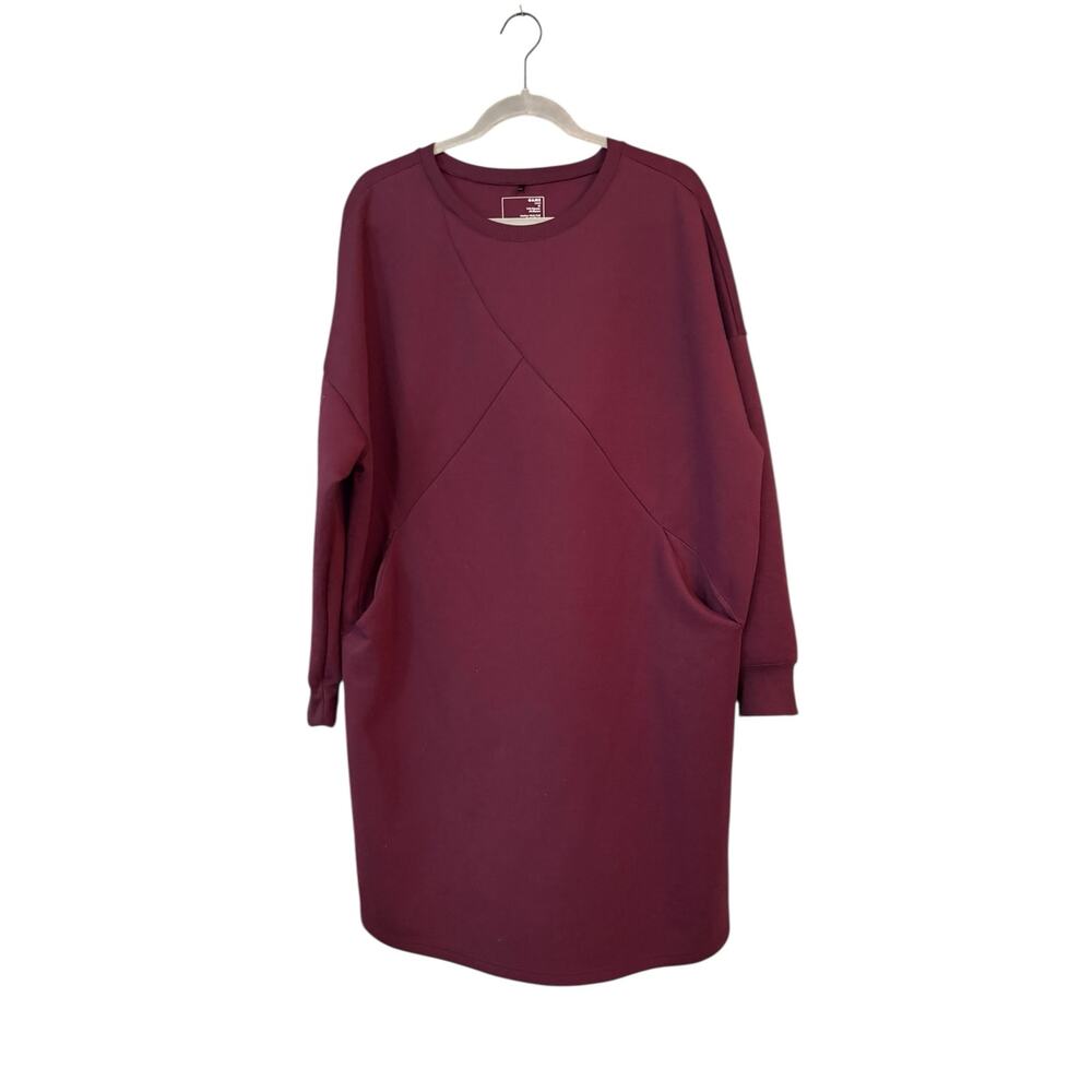 Universal Standard Game Sweatshirt Dress Maroon Comfy Pockets Leisurewear